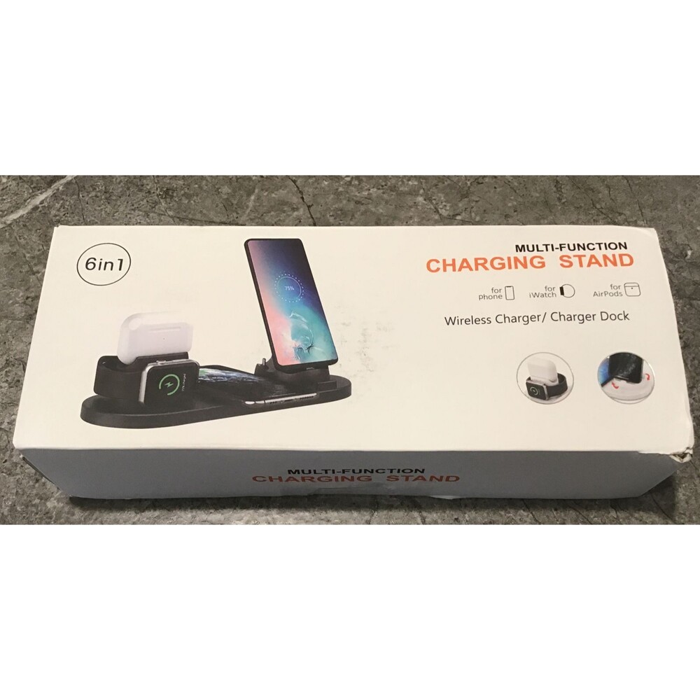 NIB 6 In 1 Multi-Function Charging Stand For iPhone iWatch Airpods/type-c Phones